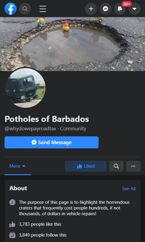 Potholes of Barbados - Facebok Group and Page